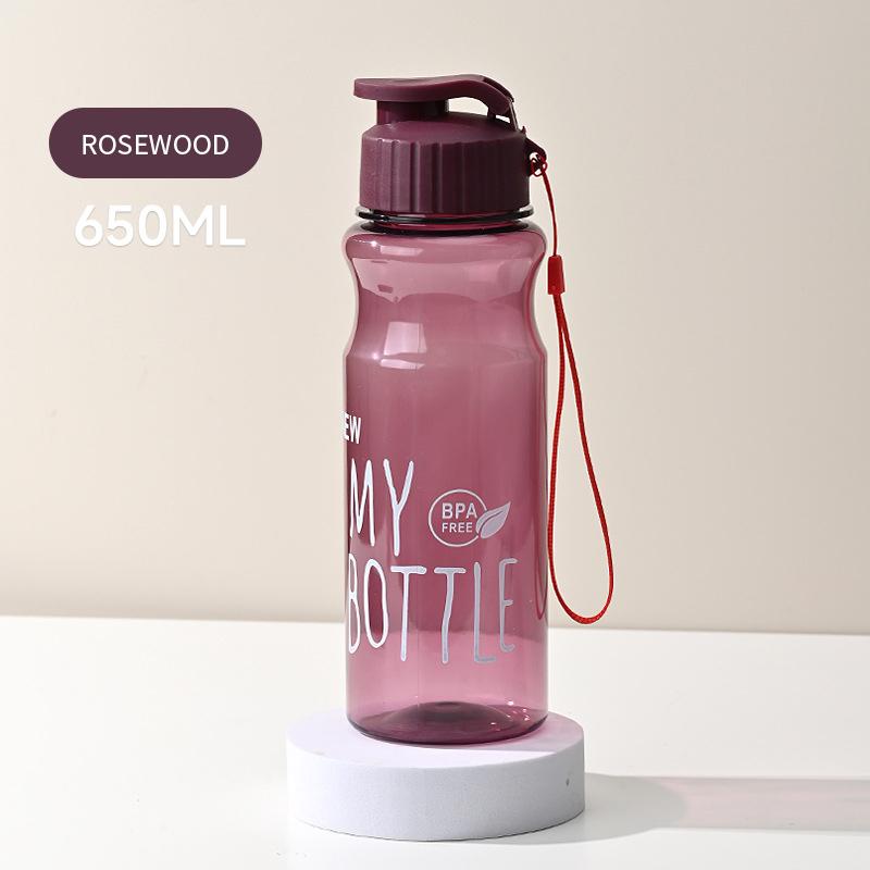 Transparent Water Bottle Portable Sport Cup for Drinking Kitchen Tools 650ML Water Bottle For School Gym Travel Girl Boy