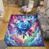 1pc Blue glass rose Design Area Rug - Soft, Anti-Slip, and Durable Gaming Room Decor for Bedroom