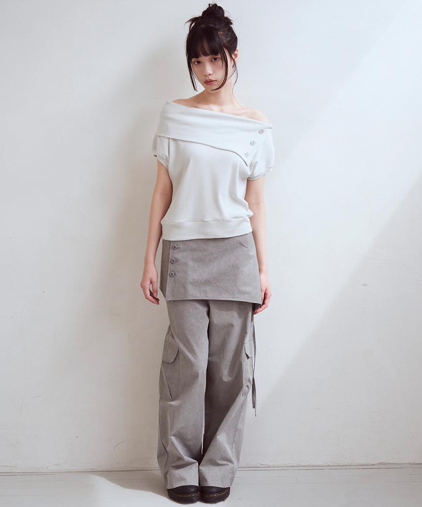 OAFISH Detachable Skirt Layered Pants, Gray