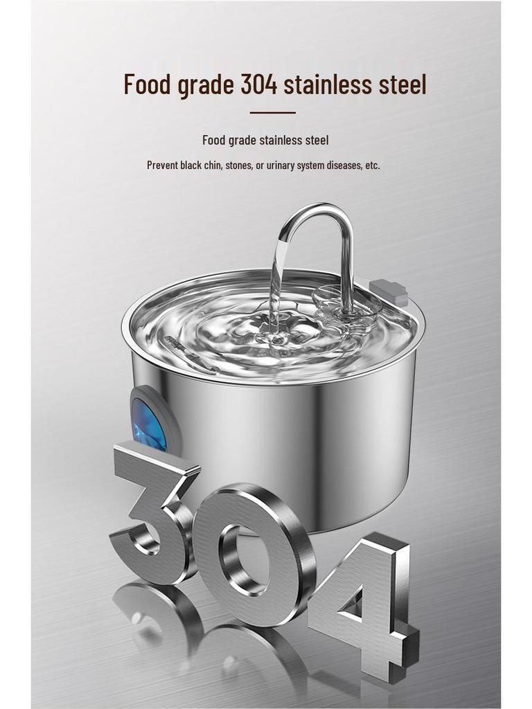 Stainless Steel Smart Pet Water Fountain with Automatic Circulation, 3.2L Large Capacity Cat Water Dispenser