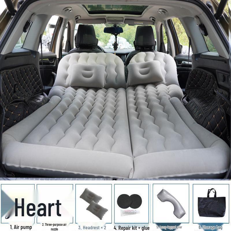 Universal Inflatable Car Mattress - Portable Folding Flocked Bed for Back Seat, SUV, and Sedan Trunk