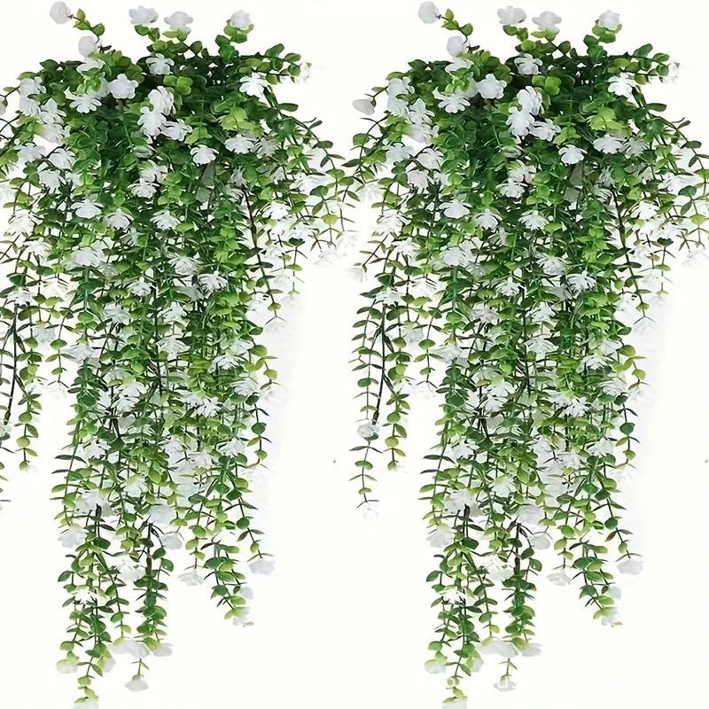 

2 шт. Настенное украшение для дома, сада, свадьбы, уличное искусственное растение, подвесные цветы с листьями эвкалипта, зелень, лиана