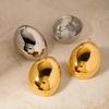 Minimalist Light Luxury Polished Oval Stud Earrings - Textured Gold & Silver, Skin-Friendly, New Jewelry for Women