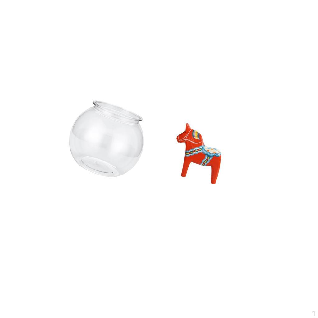 Transparent Small Fish Tank Vase Table Ornament Aquarium for Office Home Decor with Figurine Animal