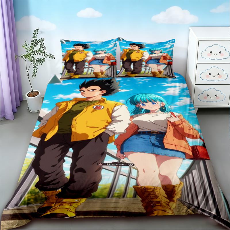 Duvet Cover Dragon Ball Bedding Set Anime Goku Comforter Bedclothes Single Twin Full Queen Size Kids Adult Boys Gift Comfortable