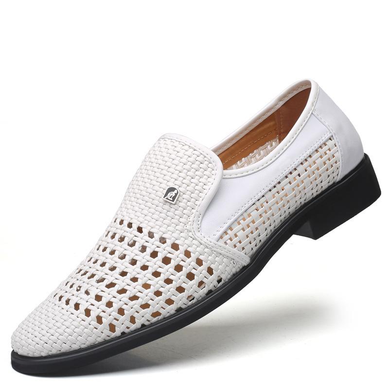 Summer new men's sandals business dress handwoven breathable leather shoes men's hole shoes men's shoes trade shoes