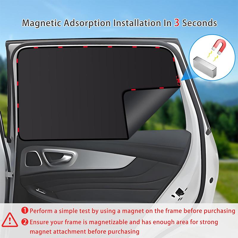4 Stück Sommer Sonnenschutz Vollschattierung Titangrau Klebeband Magnetischer Autovorhang Magnetischer Undurchsichtiger Auto-Sonnenschutz