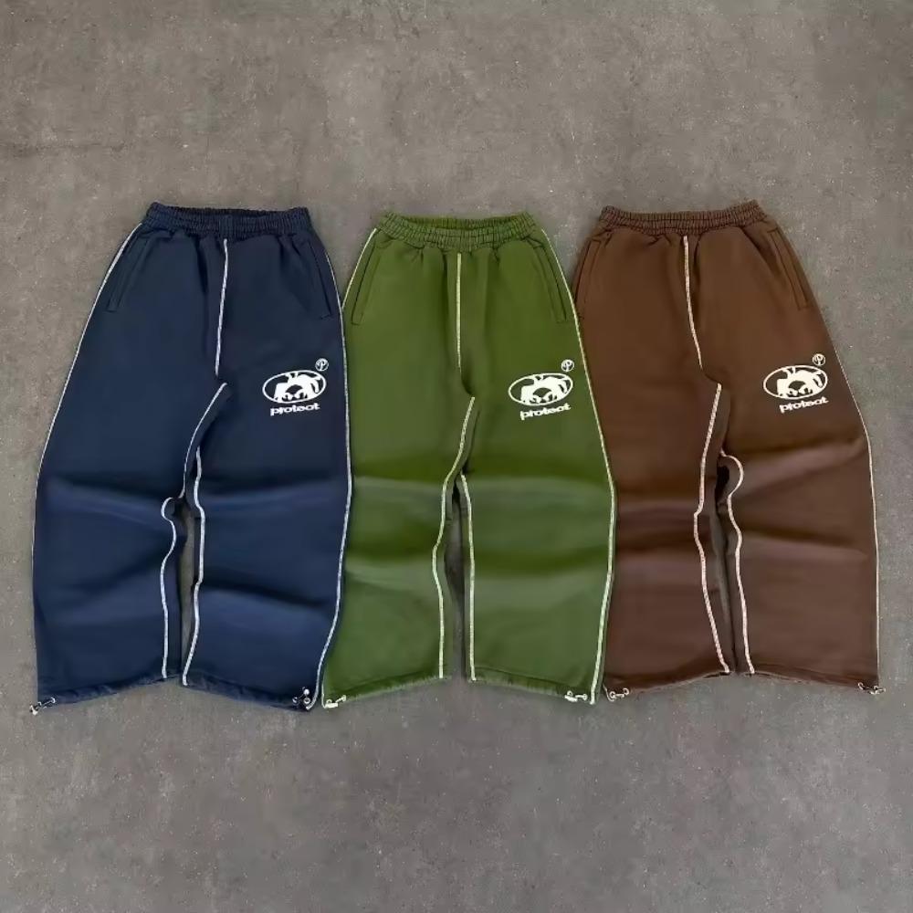 Calças Americanas Nova Tendência Cintura Larga Perna Larga Masculinas Y2K Harajuku Hip-Hop Coringa Casual Calças de Moletom