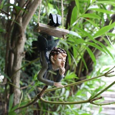 Resin Swing Elf Tree Hanging Creative Courtyard Garden Tree Hanging Outdoor Fairy Statue Decoration