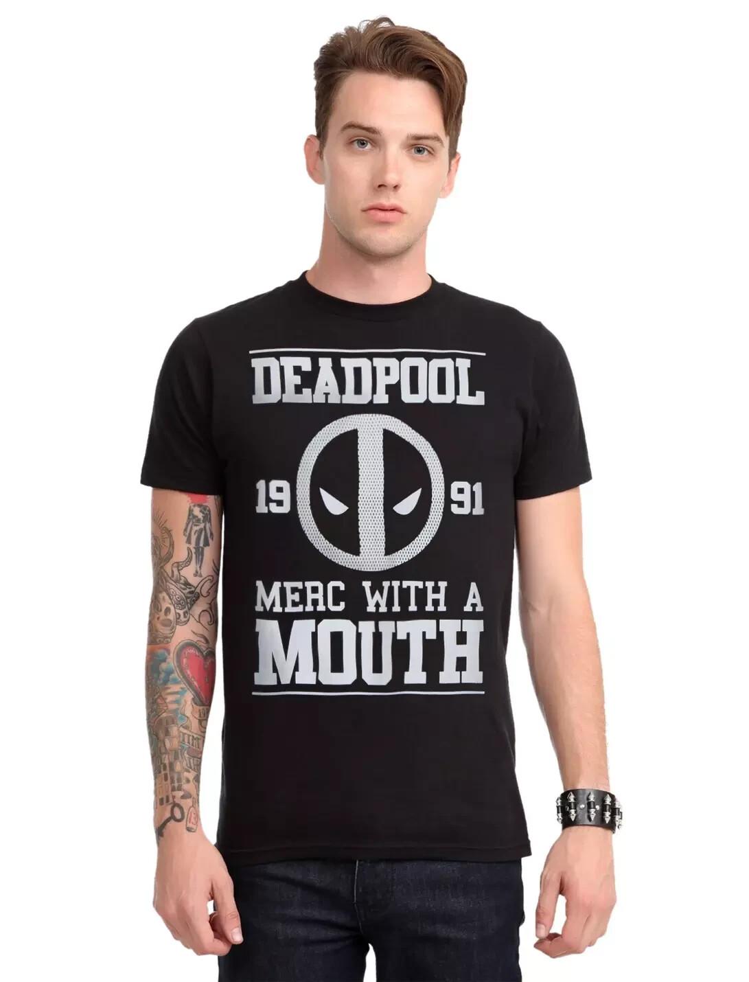 Marvel Deadpool Mens Merc With A Mouth 1991 Funny Black Shirt New XL S