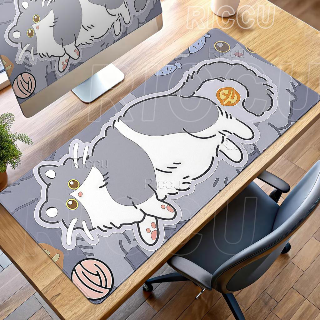 Large Kawaii Pretty Mouse Pad Cute Kitty Computer Keyboard Professional Mouse Mat LockEdge Rubber Non-slip Base Aesthetic Carpet