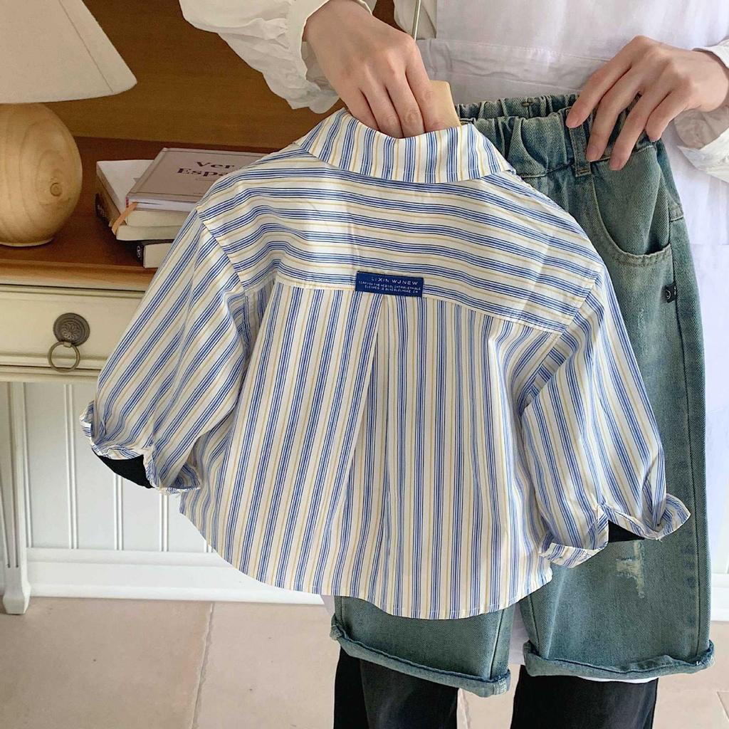 Boys 2-8 Years Long Sleeve Striped Casual Shirt for Spring Autumn
