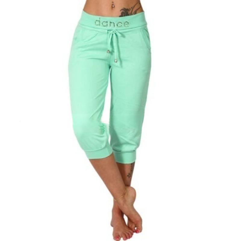 VEZFAA Damenmode, lässig, einfarbig, bedruckt, hohe Taille, Hosen, Hosen und Caprihosen