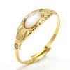 Stainless Steel Golden Plated Metal Bohemia Green Stone Ring for Women Fashion Adjustable Open Rings Jewelry Birthday Gifts