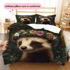 Coroa de Flores Animal Padrão Conjunto de Colcha Roupa de Cama Capa de Colcha Fronha Decoração de Casa Presente (1 capa de edredom + 2 fronhas, sem enchimento.)