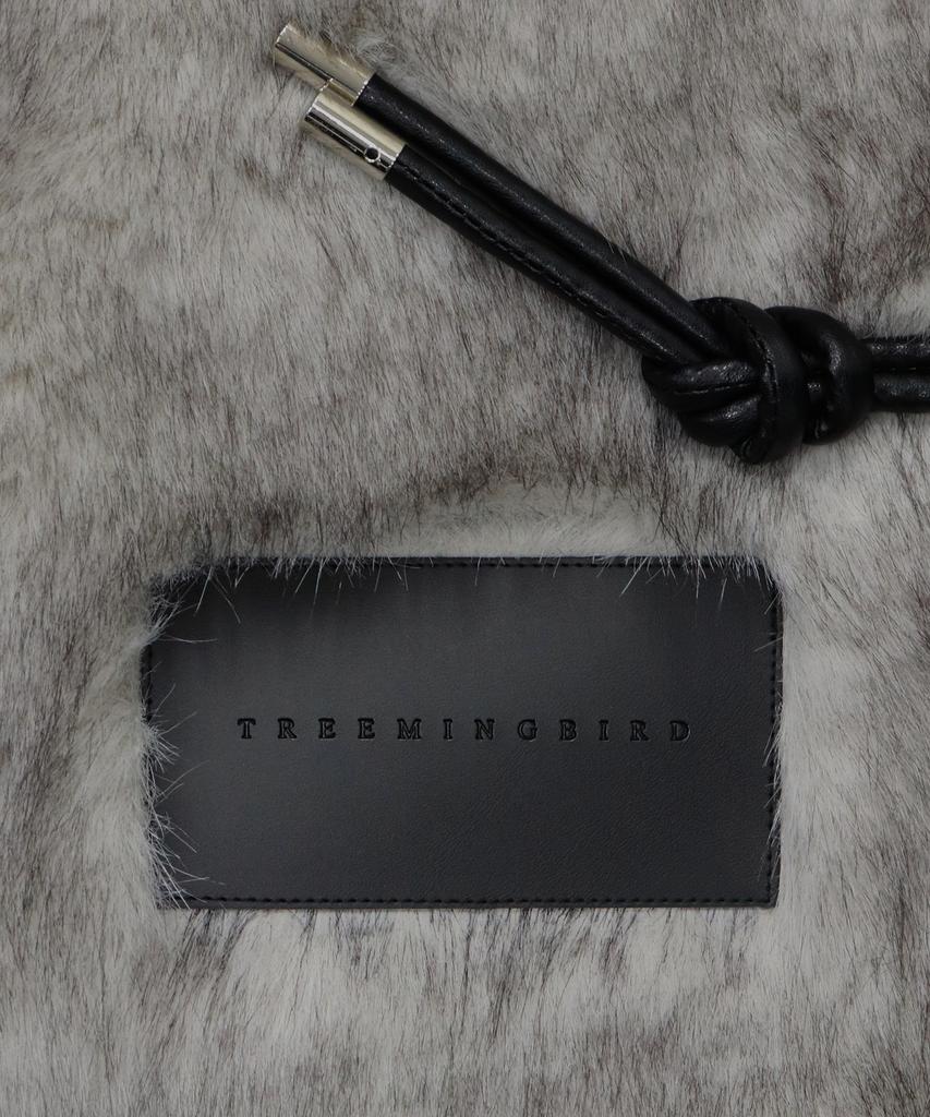 Treemingbird Volume Fur String Back Pack [ Light Gray ]