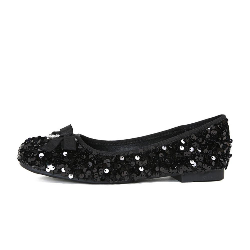 Fashion Women Flat Shoes Shallow Mouth Sparkling Sequin Bow Flat Shoes Temperament Single Shoe Women Flats Womens Shoes Fashion