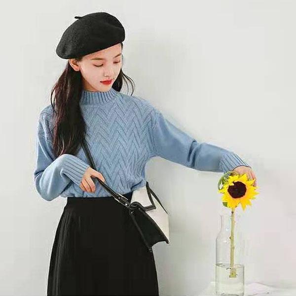 

Осенне-зимний свитер-пуловер с высоким воротником, женский, корейский вариант, свободный, утолщенный, однотонный топ, женское базовое пальто S