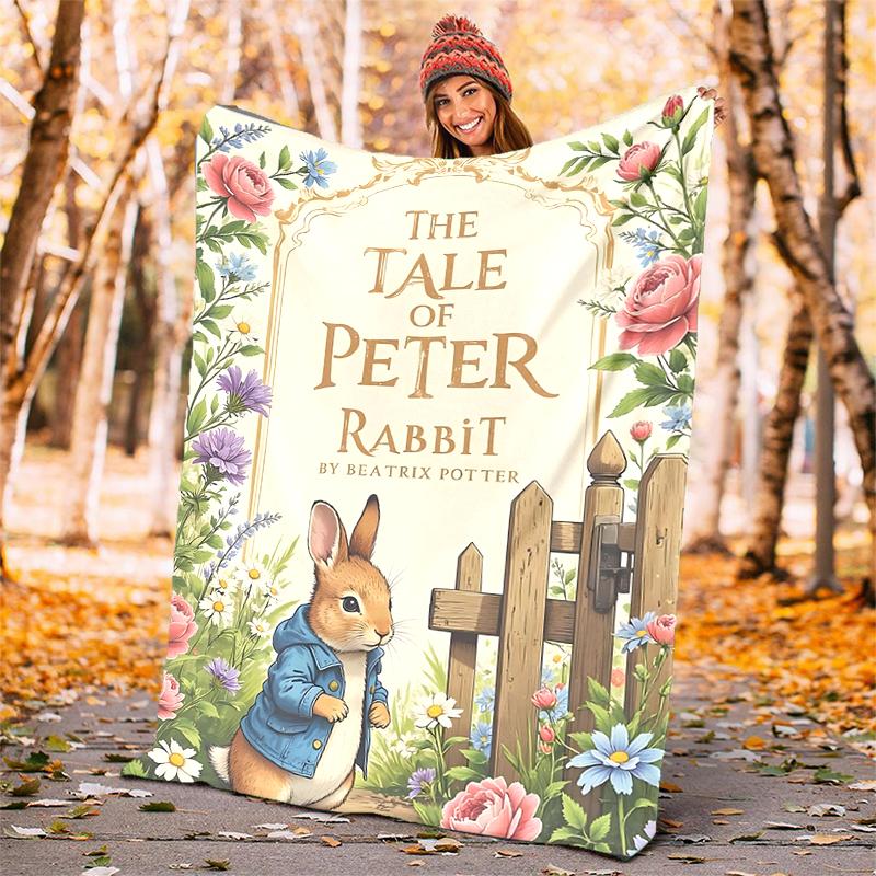 Peter Rabbit Flannel Blanket Soft Warm All-Season Throw, Design for Camping, Car Travel, Hiking Sofa, Bed, Office Perfect Gift for Parties