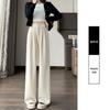 Pantalones Gruesos de Felpa de Algodón Europeo de Cintura Alta Pierna Ancha para Mujer para Primavera, Otoño, Invierno
