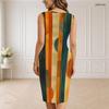 Women Plus Size V Neck Sleeveless Abstract Printed Bodycon Midi Dress