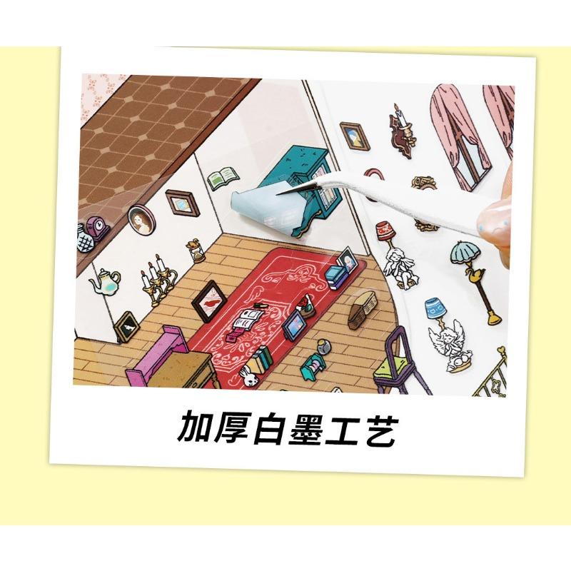 Cartoon Style 2 5d Landscape Sticker For Hand Account Diy Micro Scene Collage