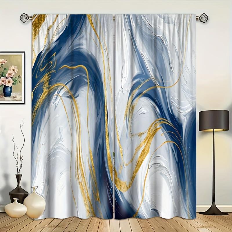 2pcs Marble Pattern Curtain Decorative Window Drape Window Treatments For Bedroom Living Room Office  Home Decoration Room Decor