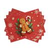 4pc S Festive Christmas Placemats Snowflake Gingerbread for Man Design, Polyester, 18x11.8 Inch, Hand Wash Only