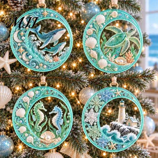 Seasonal Home Ornament Acrylic Christmas Tree Pendant, Decorative Hanging Ornament, Exquisite Winter Festival Gift Decorations for Garden Fireplace