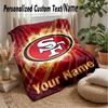 San Francisco 49ers Benutzerdefinierte Flanell-Kuscheldecke Drucken Sie Ihren Namen Text Weiche Warme Decke Weihnachtsgeschenk
