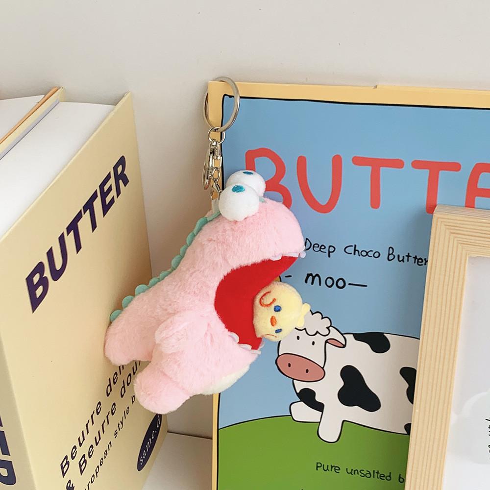 Cute Dinosaur Plush Toy Backpack Keychain Soft Pp Cotton Stuffed Animal розовый