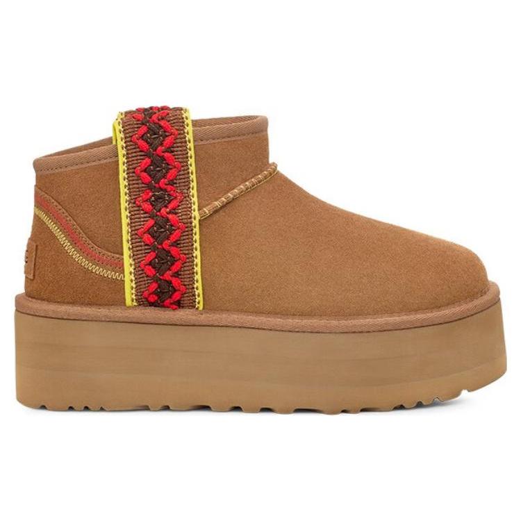 UGG Womens Classic Ultra Mini Platform 'Braid - Chestnut' (women's sizes) Chestnut Snow Boots 1138491 CHE