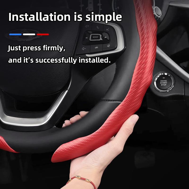Suitable for Chery Carbon Fiber Texture Steering Wheel Cover Snap-On Wave-Shaped Sports Design Protective Shell Tiggo 2 3 4 7 8 9 Pro Max Csh