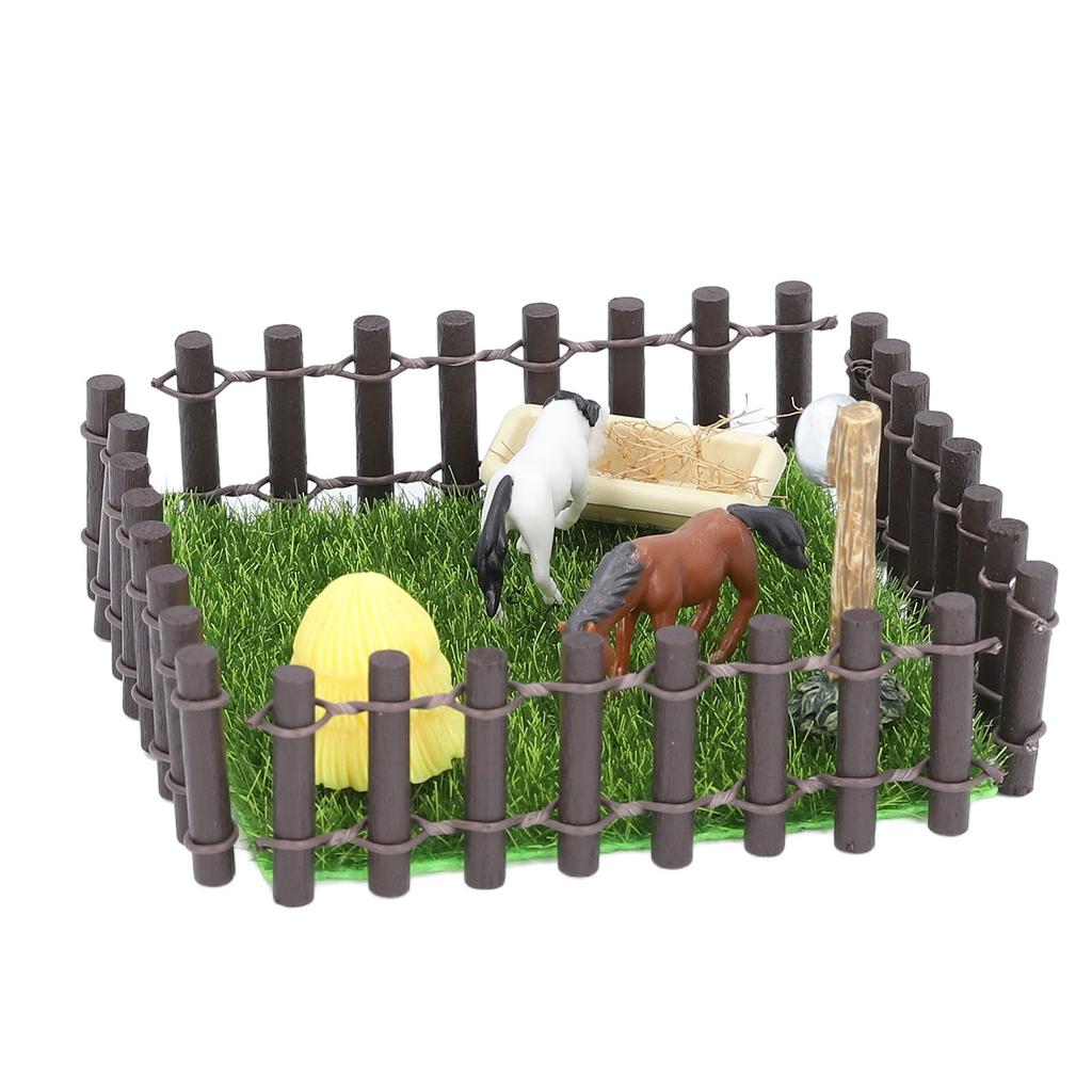 1 : Model Stajni dla Koni Ogrodzenie Skala 12 Model Zagrody Miniaturowej Model Toru Wyścigowego Dekoracyjny Zabawki Małej Stajni dla Koni