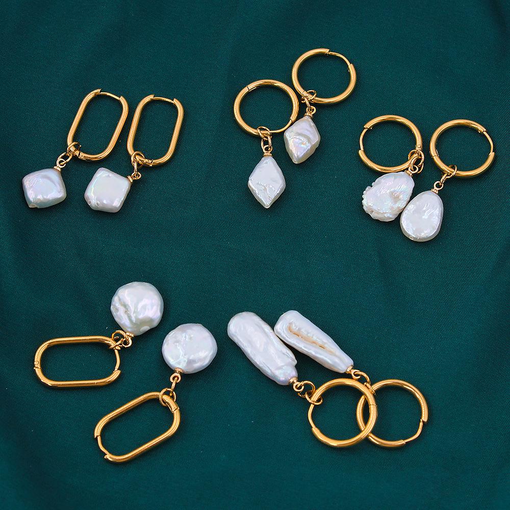 Baroque Pearl Earrings: Women's Stainless Steel, Trendy Summer Style