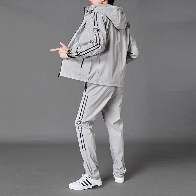 

Новый спортивный костюм для мужчин, повседневный, модный, осенний, новый, универсальный, в корейском стиле, модная приталенная куртка M серый