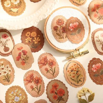 New 45pcs Serene Florals Sticker Pack - Boxed Flower Theme Collection, DIY Journal Collage Decor Set, Literary Stationery