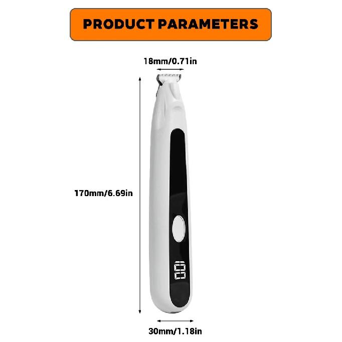 Pet Dog Electric Beauty Hair Trimmer with LED Light, Pet Foot Hair Electric Push Clipper, Silent Cat Facial Ear Foot Hip Shaver