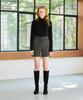 Alikim Classy Herringbone Wool Skirt Pants / Charcoal