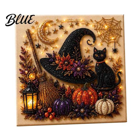 Stress Relief Creative Hobbies Halloween Faux Pearl Art DIY Kit Spooky Cute 3D Diamond Painting Paint Free Bead Set Craft Witch Black Cat