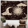 VIKAMA Sun and Moon Totem Tapestry Bohemian Black and White Starry Sky Wall Hanging for Bedroom Living Room Dorm Home Decor