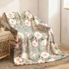 Soft Warm Floral Rose Print Flannel Blanket Contemporary Style All-Season Multi-Purpose Throw for Home Office Camping & Travel Coz