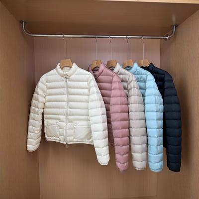 [% White Goose Down] High-end Light and Thin Down Jacket M * Women's Short Stand-up Collar Ribs Slim Jacket
