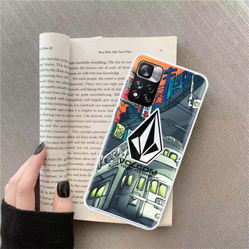 Volcom Logo Phone Case For Redmi Note 13 12 Pro Plus 14 15 Pro 5G 11 11T 11E 11S 10 Pro 10S 9 9S Cover Cell Clear TPU Capa Cases