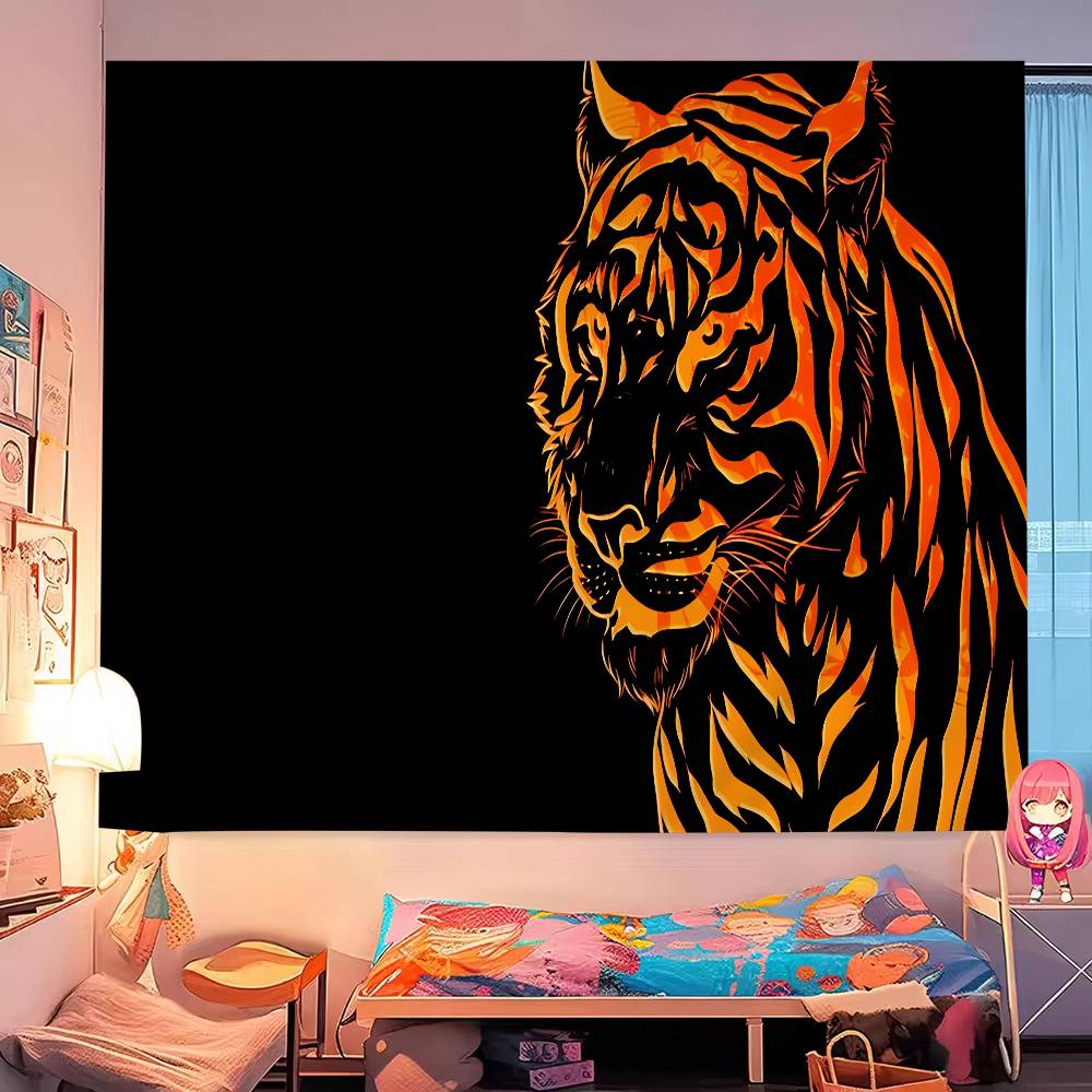 Tiger Pattern Anime Tapestry Indian Buddha Wall Decoration Witchcraft Bohemian Hippie Wall Hanging Sheets