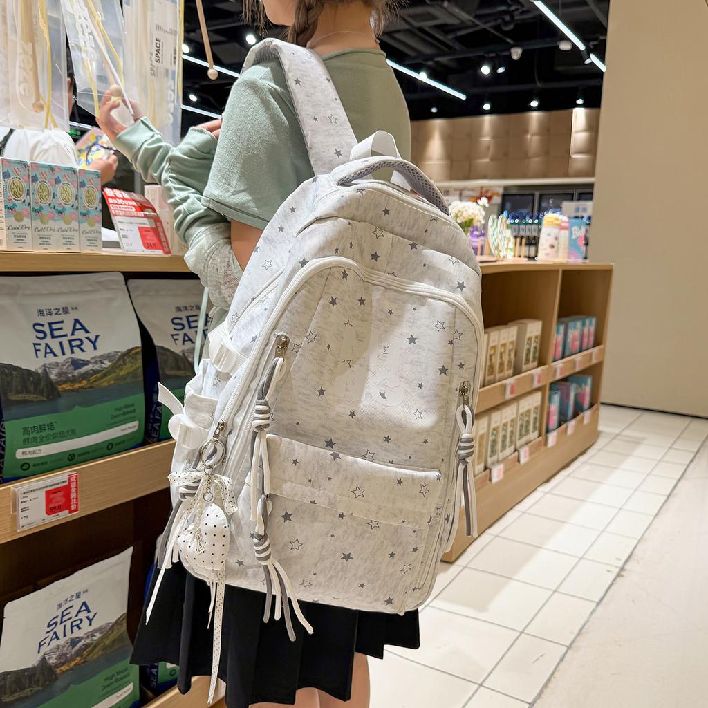 Schoolbag Student Schoolbag Junior High School Girl Large Capacity Cute Star Backpack Ins Wind Students High School Casual Backpack