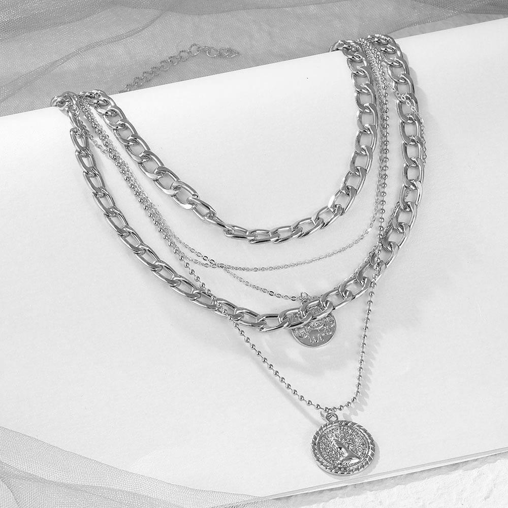 Multi-layer Round Pendant Necklace - Fashionable And Trendy Accessory For Ladies