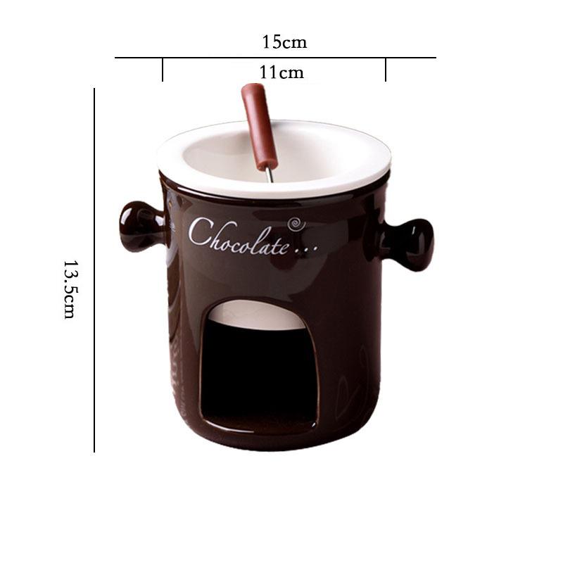 Chocolate Fondue Cup Creative Design Candle Heated Cup Melting Chocolate Mug High Quality Ceramic Hot Pot Set For Family Home