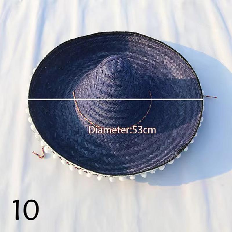 Mexican Party Hat Colorful Wide Brim Straw Hat Men Women Outdoor Carnival Halloween Decor Kids Cosplay Performance Hat Sombrero