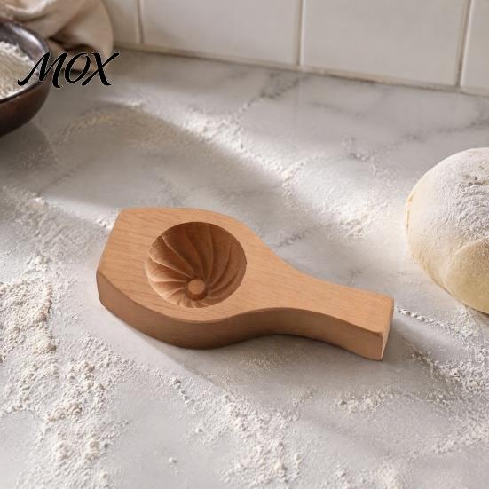 Kitchen Gadgets for Dumplings Wooden Bun Mold with Handle, Manual Press Baozi Maker Mold, Easy Pierogi DIY Ravioli Pastry Presser Flower Edges Stuffed